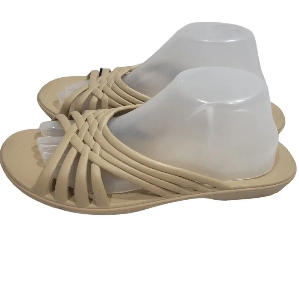 Okabashi Venice Tan Arch Support Slip On Slides Sandals Size Large (9.5-10.5)